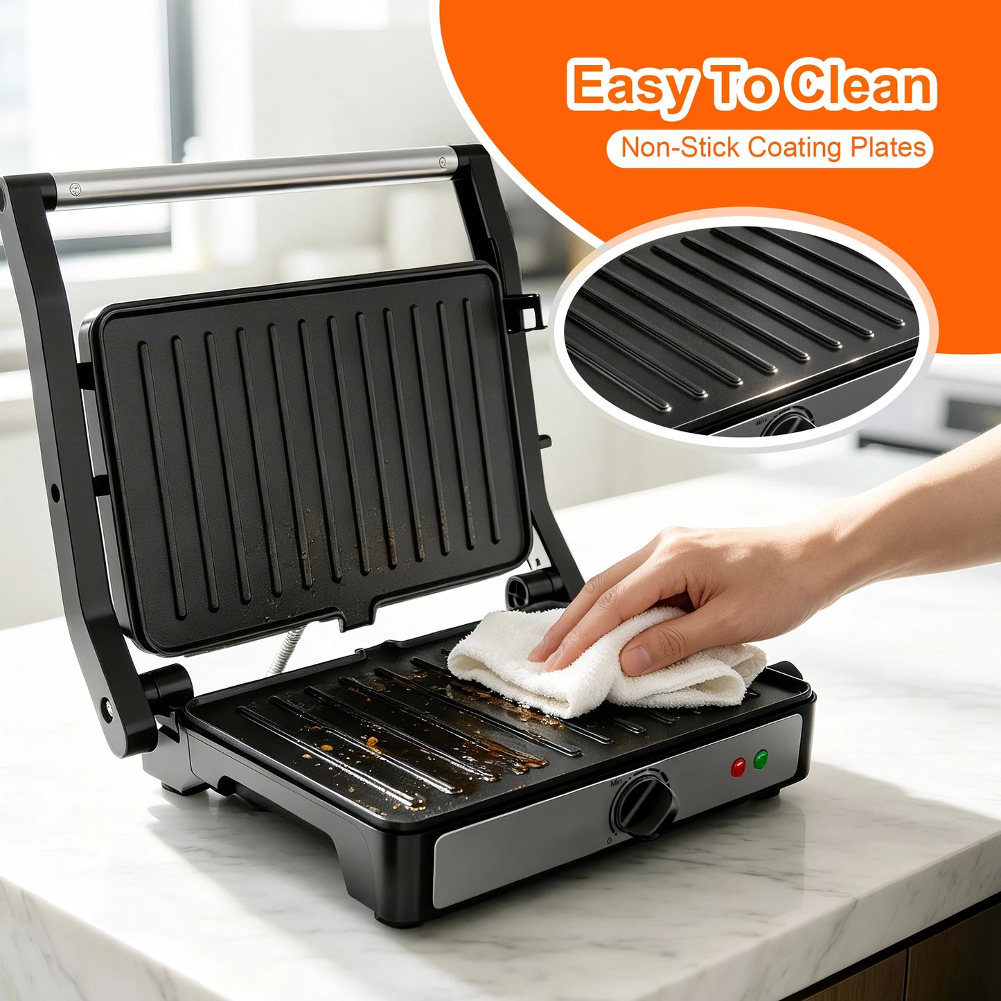CACHOO 900W Sandwich Maker Indoor Grill Panini Press