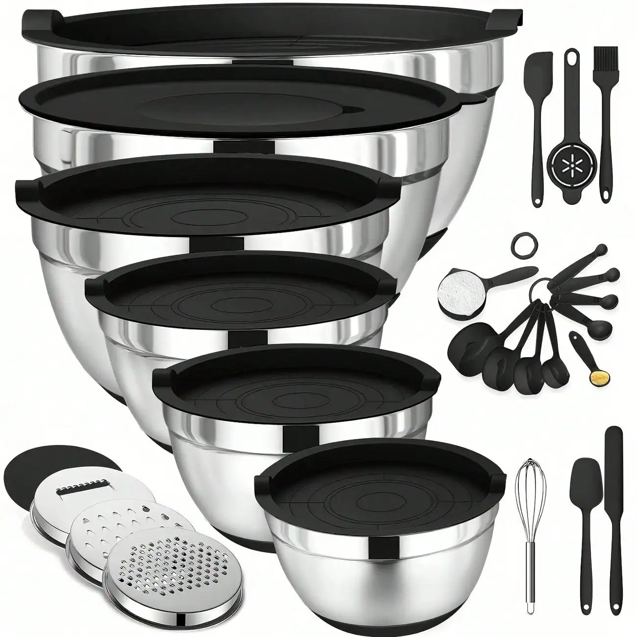 Stainless Steel Mixing Bowls Set With Lids Nesting