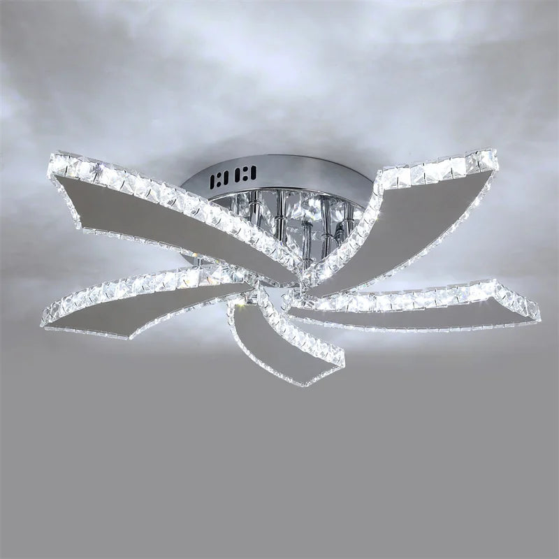 VETRULUS Modern Crystal Chandelier Ceiling Fan With Remote