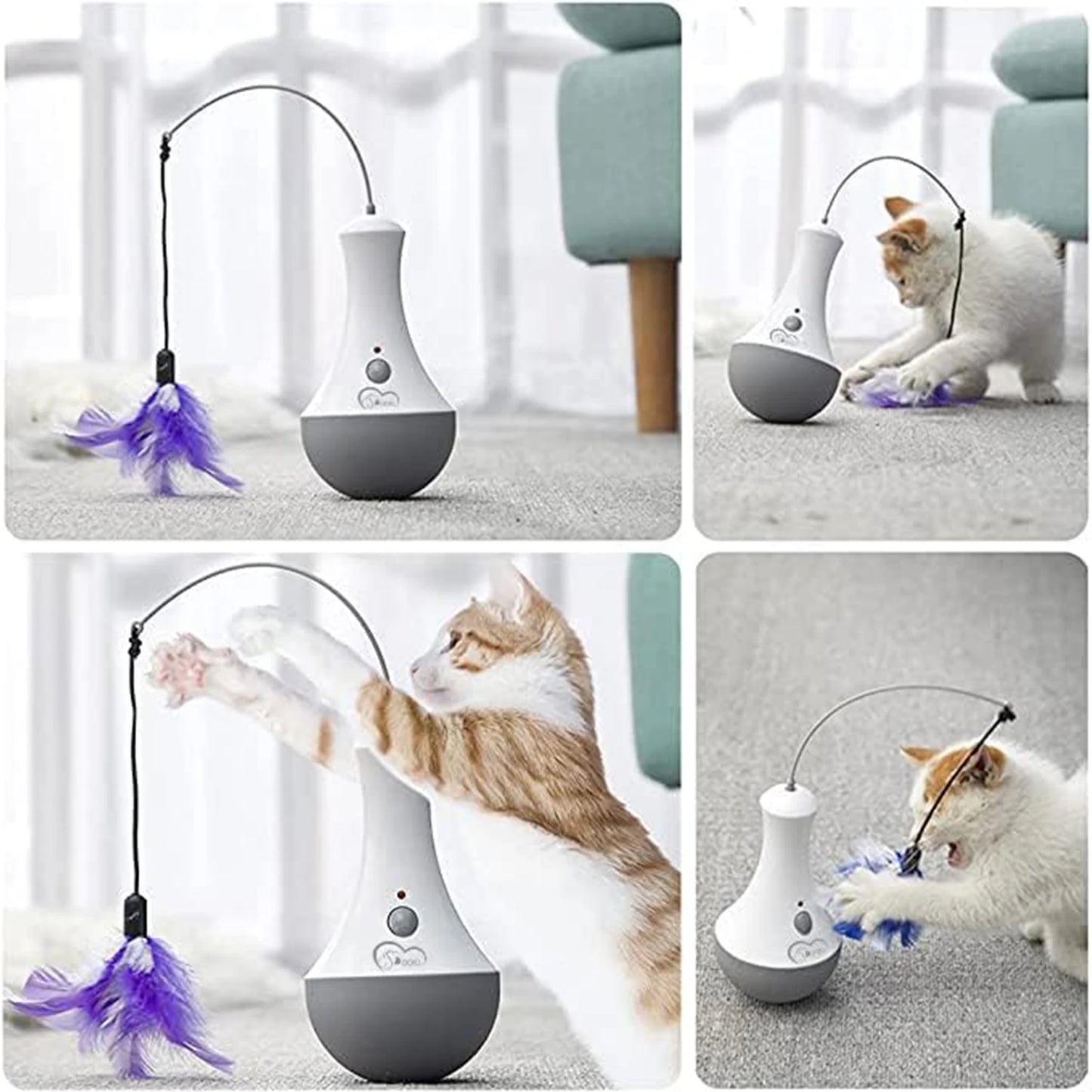 Cat Interactive Feather Teaser Toy for Indoor Play