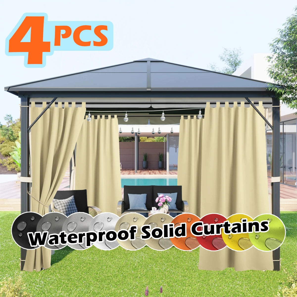 SABALANICA Outdoor Curtains Waterproof UV Resistant Tab Top