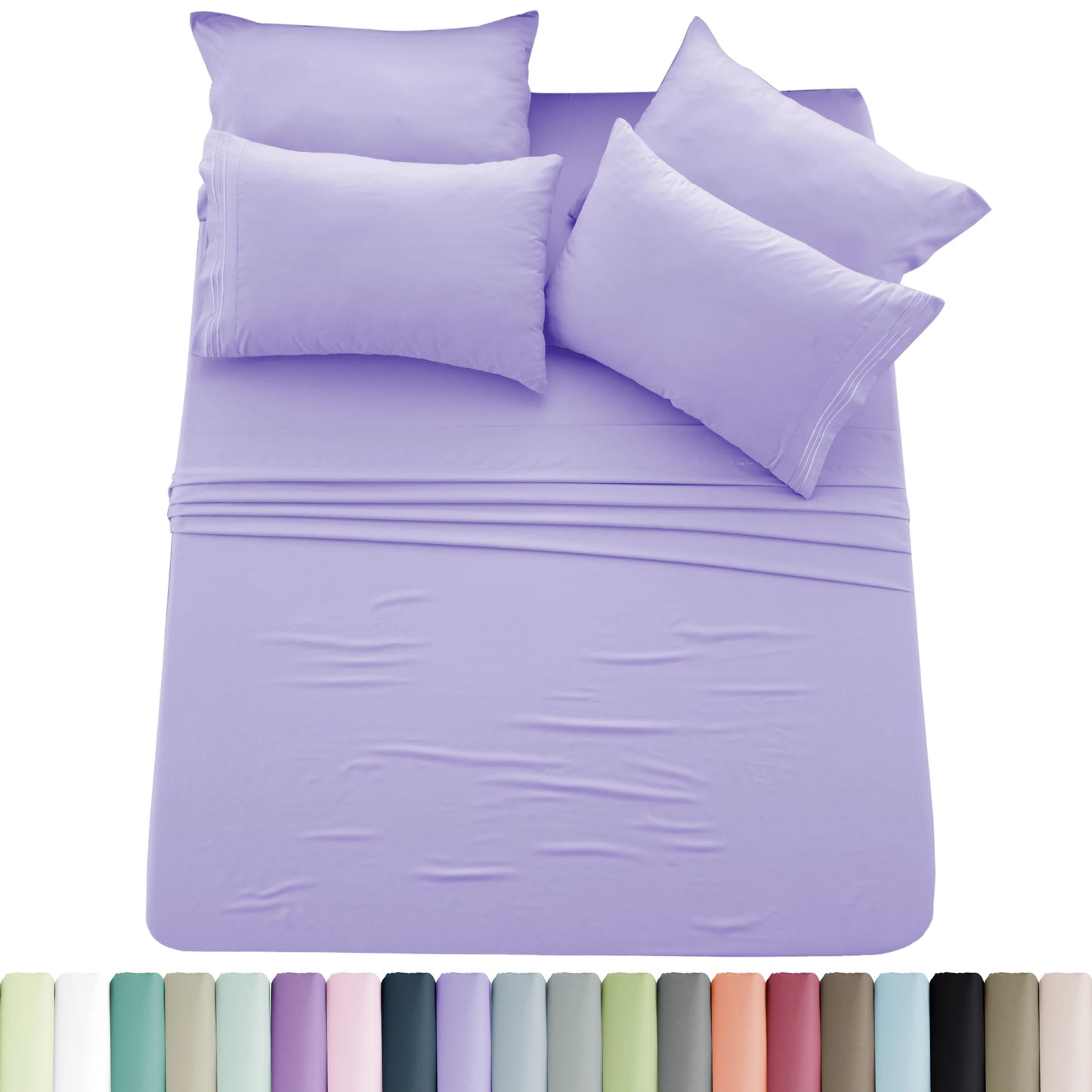 Lux Décor 6pc Solid Sheet Set Brushed Microfiber