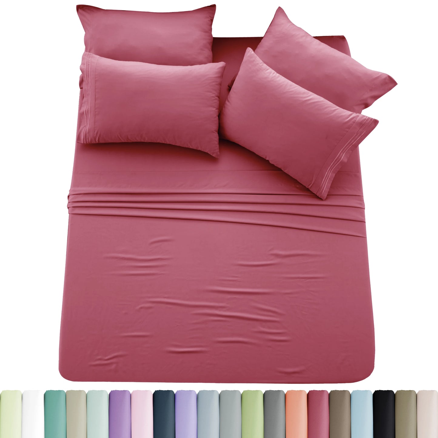 Lux Décor 6pc Solid Sheet Set Brushed Microfiber