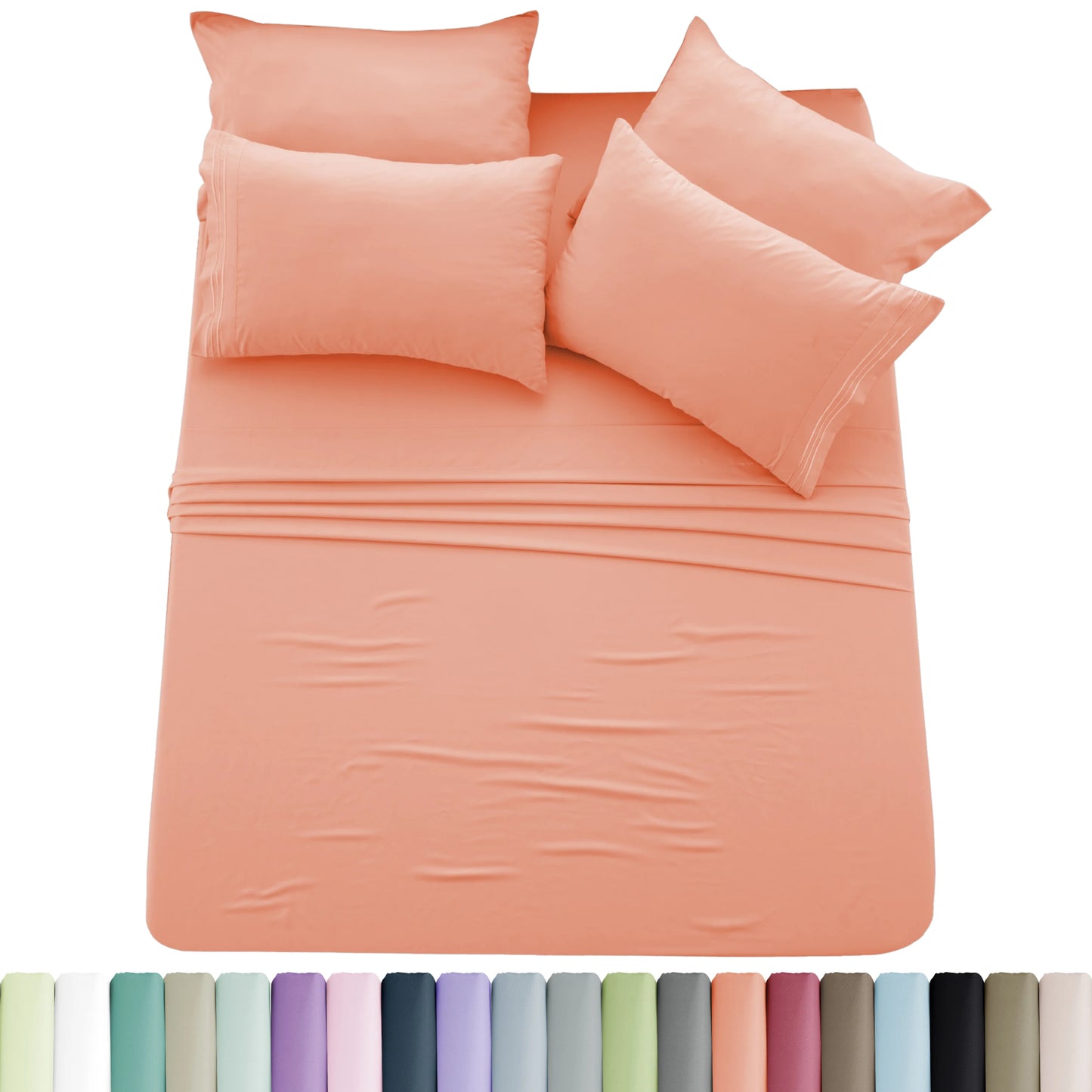 Lux Décor 6pc Solid Sheet Set Brushed Microfiber