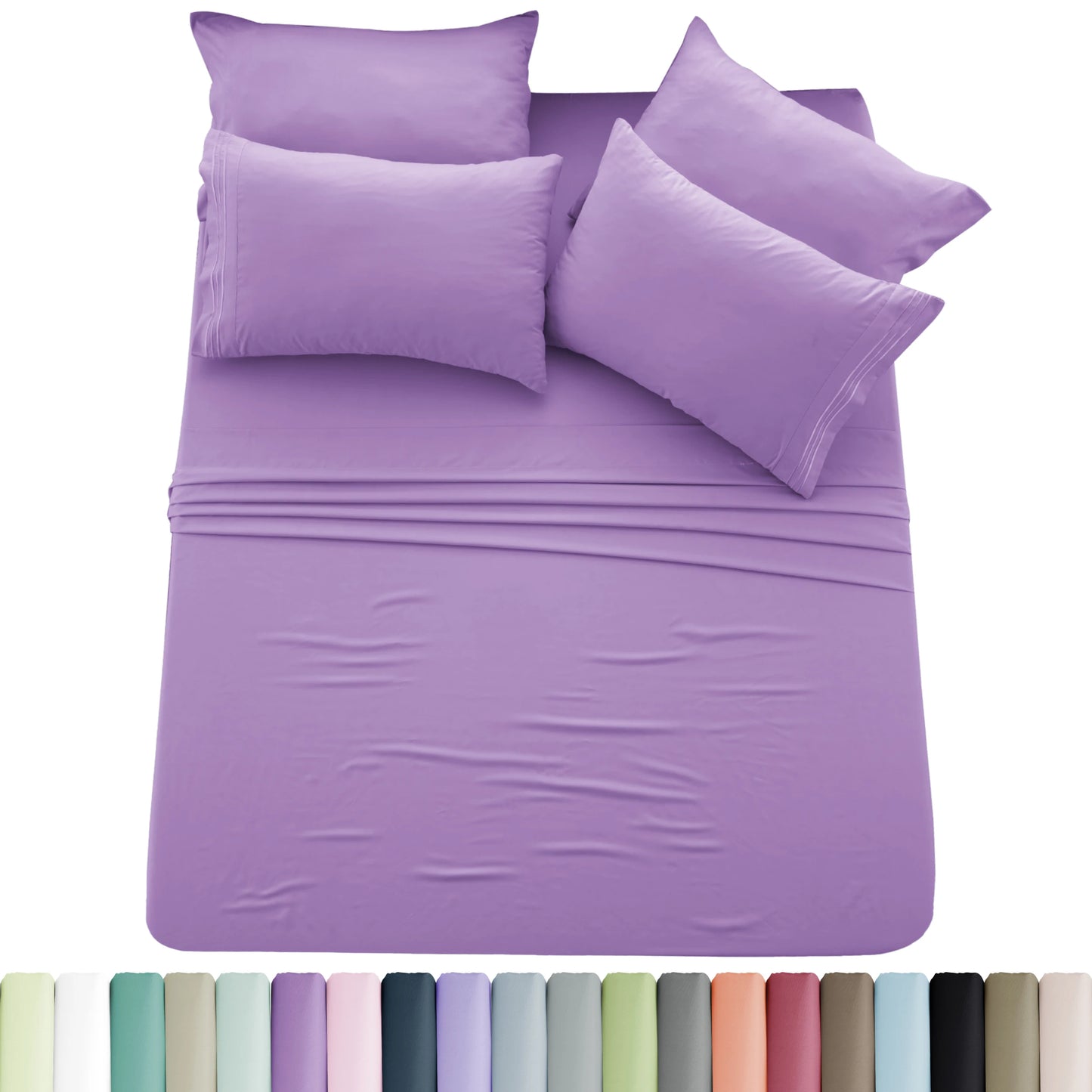 Lux Décor 6pc Solid Sheet Set Brushed Microfiber