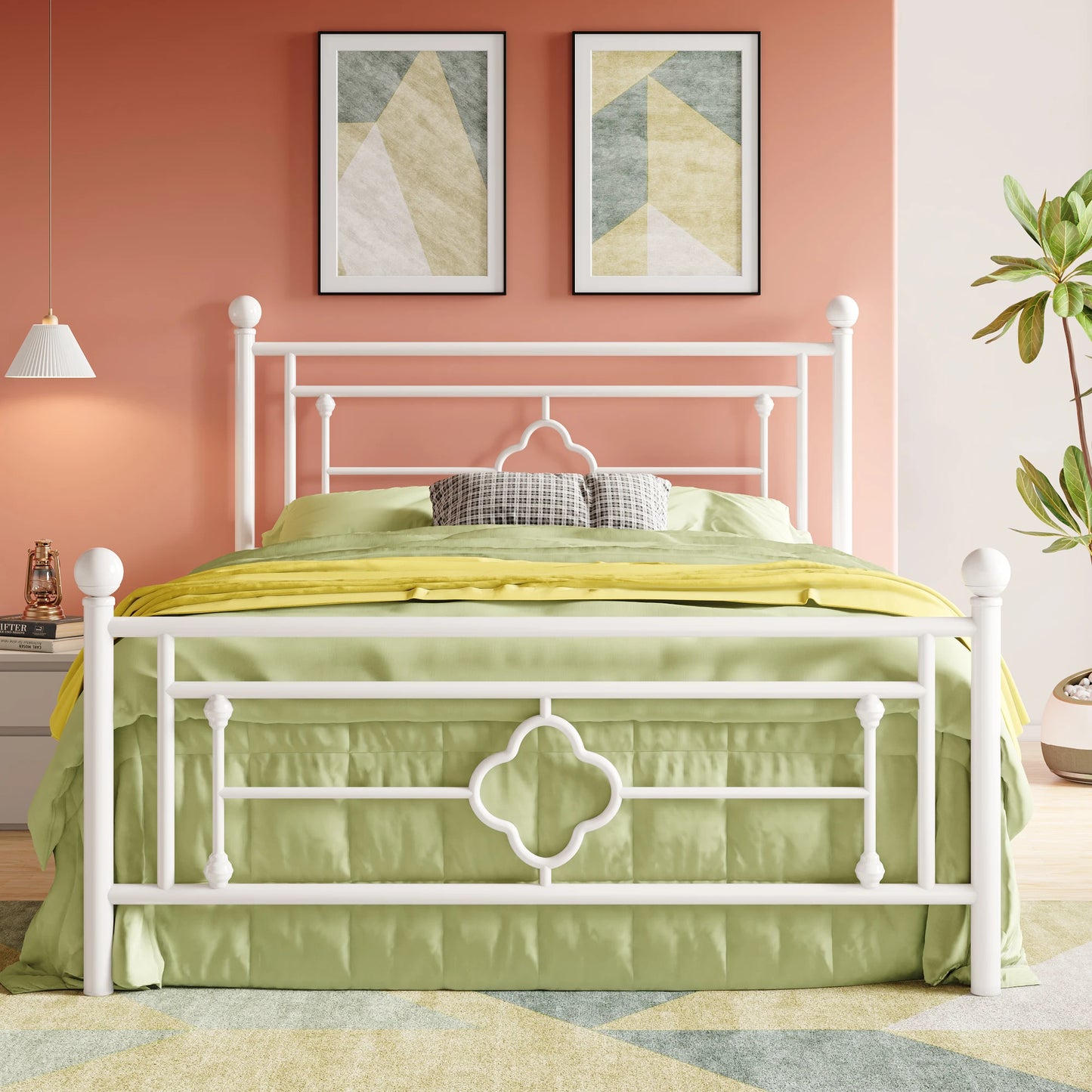 HOOMIC Victorian Metal Bed Frame With Wrought Iron Headboard
