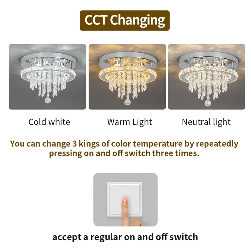 Vetrulus Crystal Led Ceiling Chandelier Light For Dining