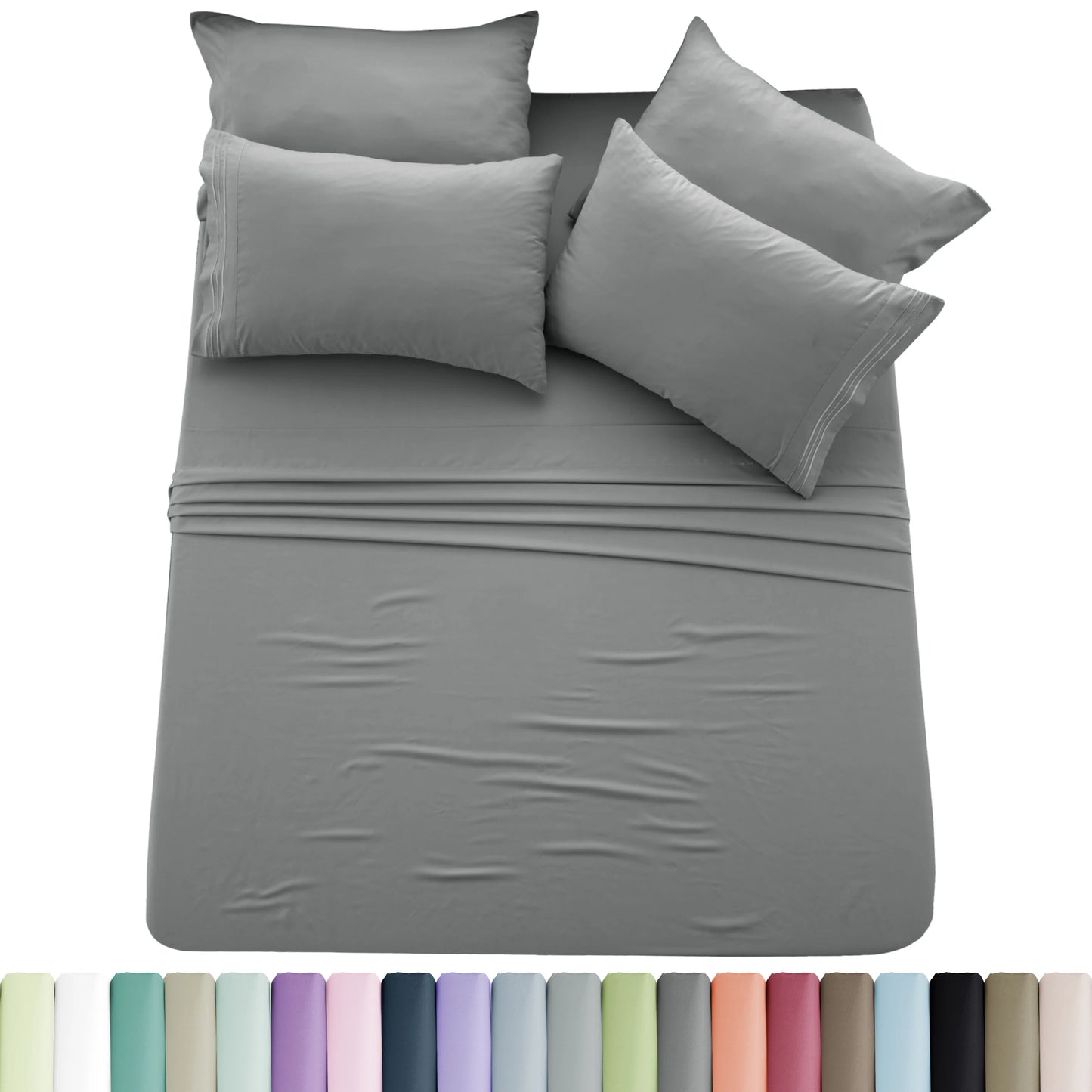 Lux Décor 6pc Solid Sheet Set Brushed Microfiber