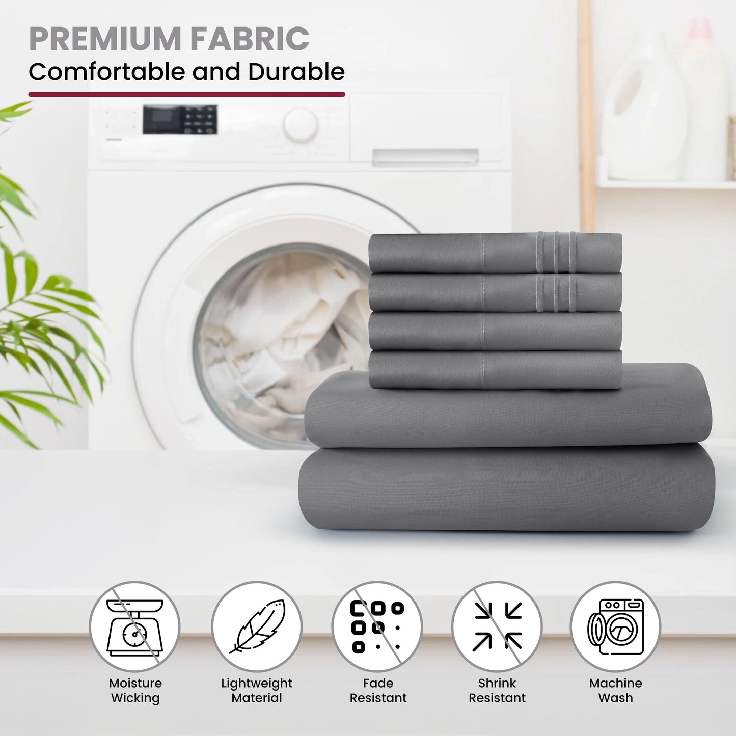 Lux Décor 6pc Solid Sheet Set Brushed Microfiber
