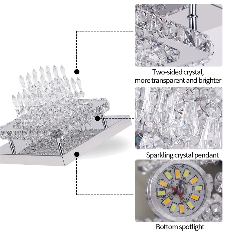 Vetrulus Crystal Led Ceiling Chandelier Light For Dining