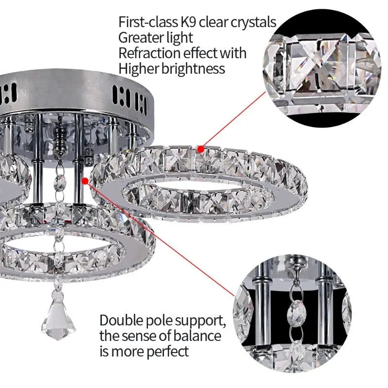 Vetrulus Crystal Led Ceiling Chandelier Light For Dining