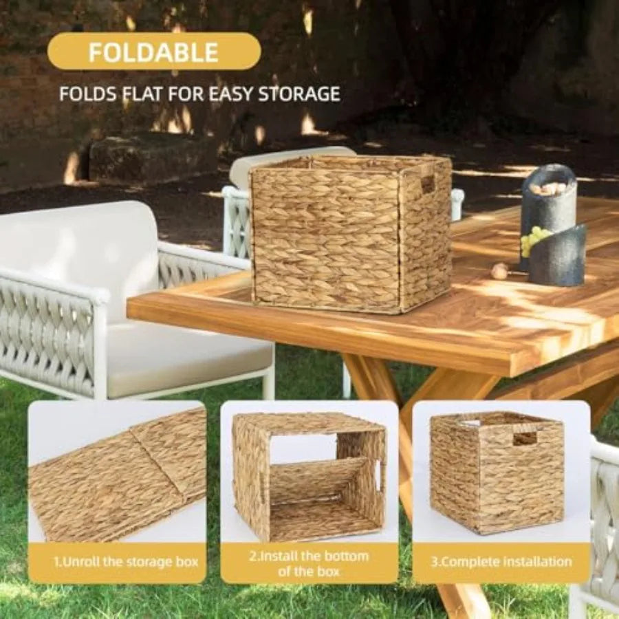 Water Hyacinth Storage Baskets With Handles Foldable