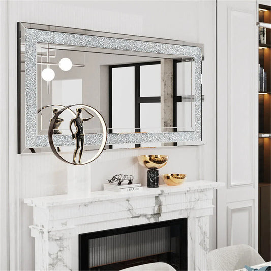 Crystal Crush Diamond Wall Mirror Framed For Living Room