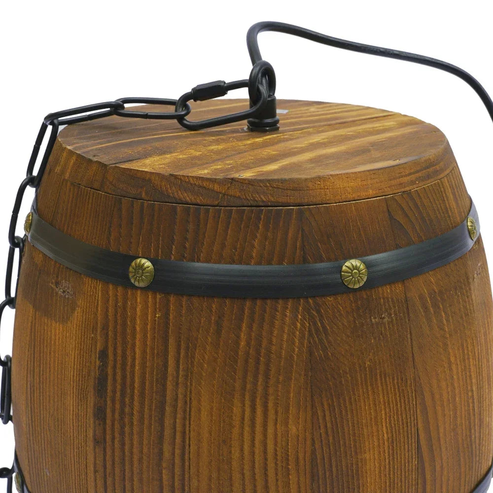 Antique Wood Wine Barrel Pendant Lamp Rustic Ceiling Light