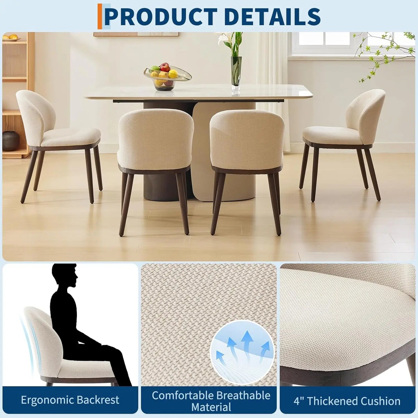 HiMISS Modern Upholstered Dining Chairs Set of 2