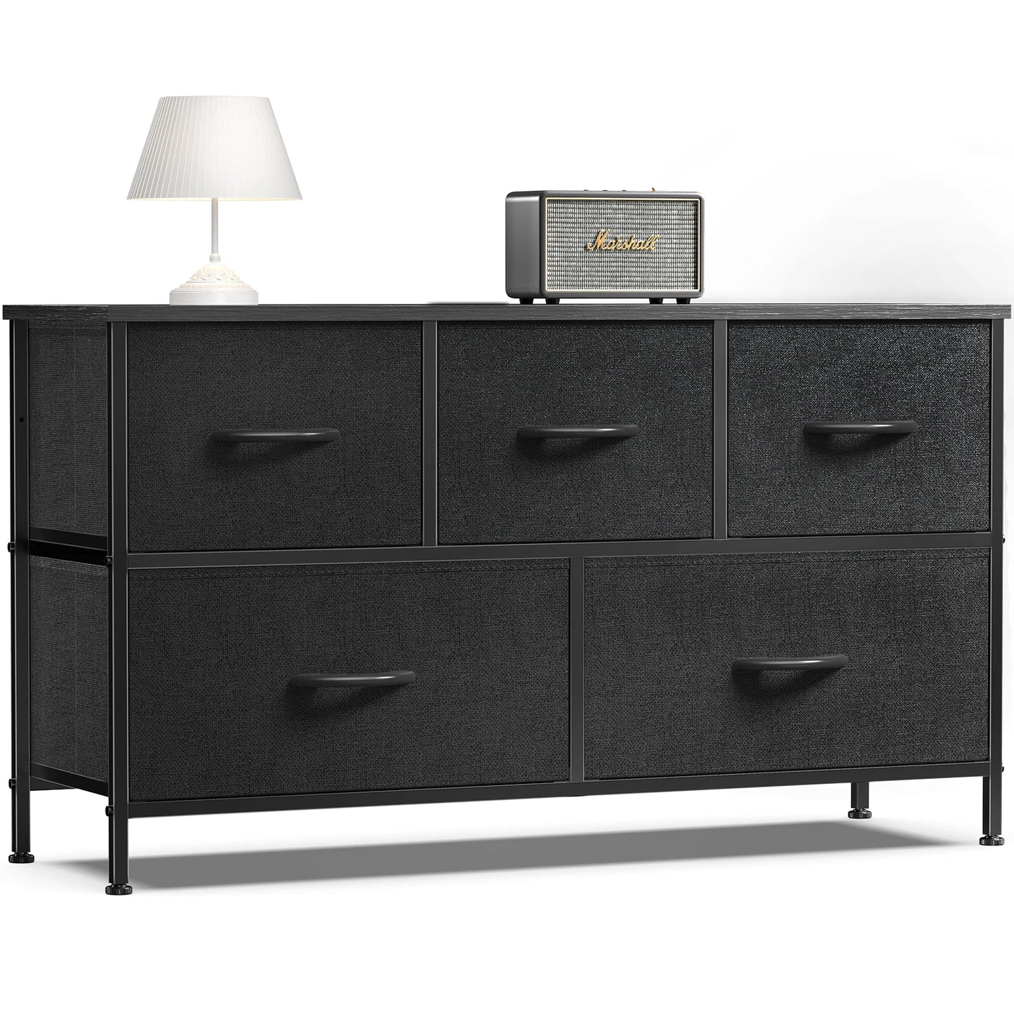 JHK Living Room Display Cabinet With Five Fabric Drawers