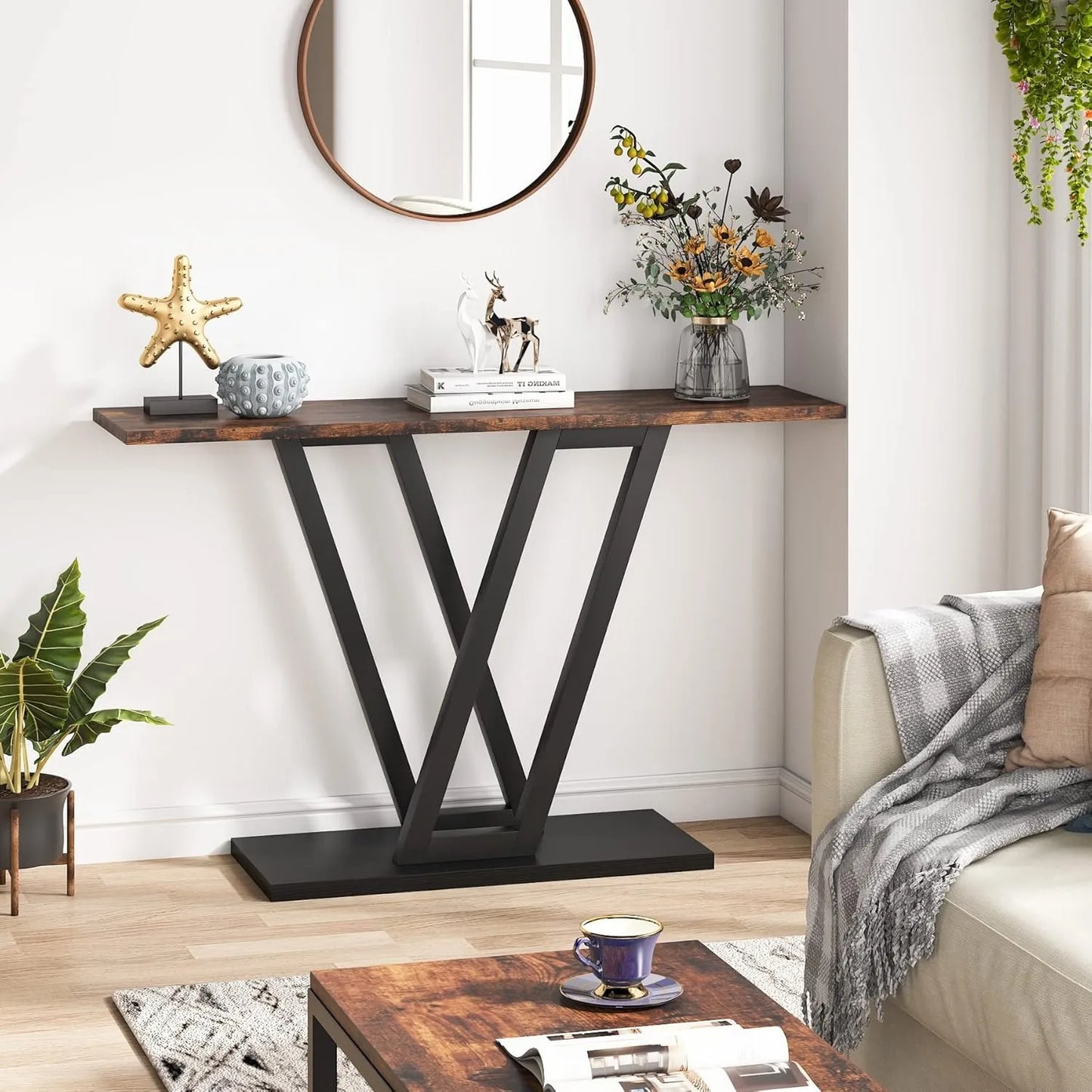 Little Tree Console Table Industrial Hallway Sofa Table