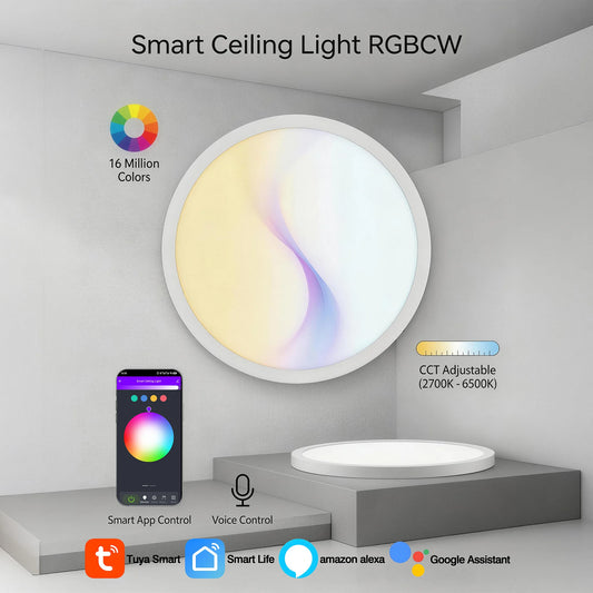 Tuaaryii Smart RGB Ceiling Light With Dimmable 3000K-6500K