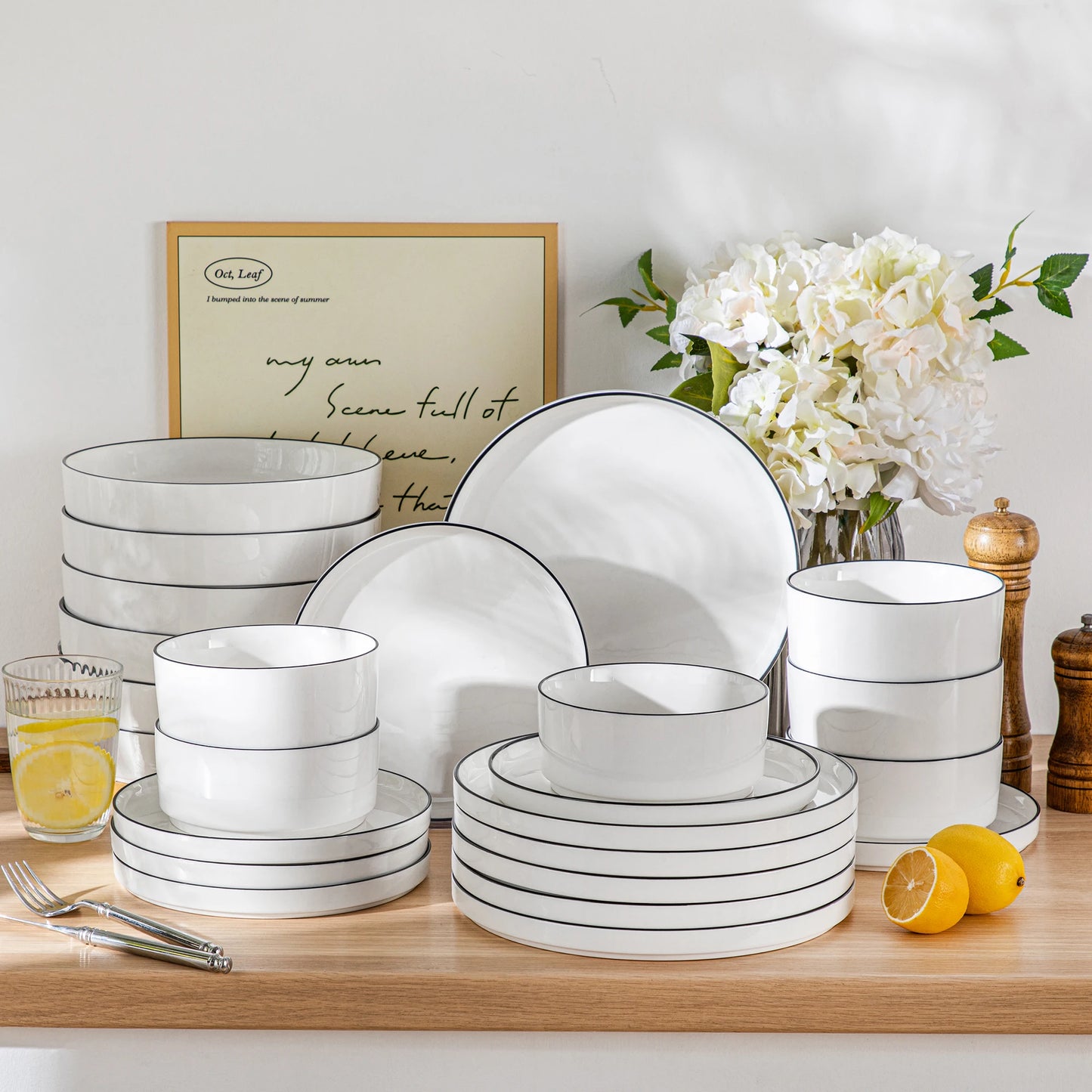 MALACASA Ceramic Dinnerware Set Plates and Bowls