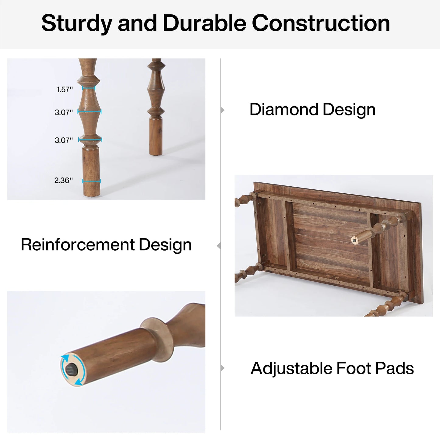 Tribesigns Farmhouse Wood Patio Table For Indoor Outdoor