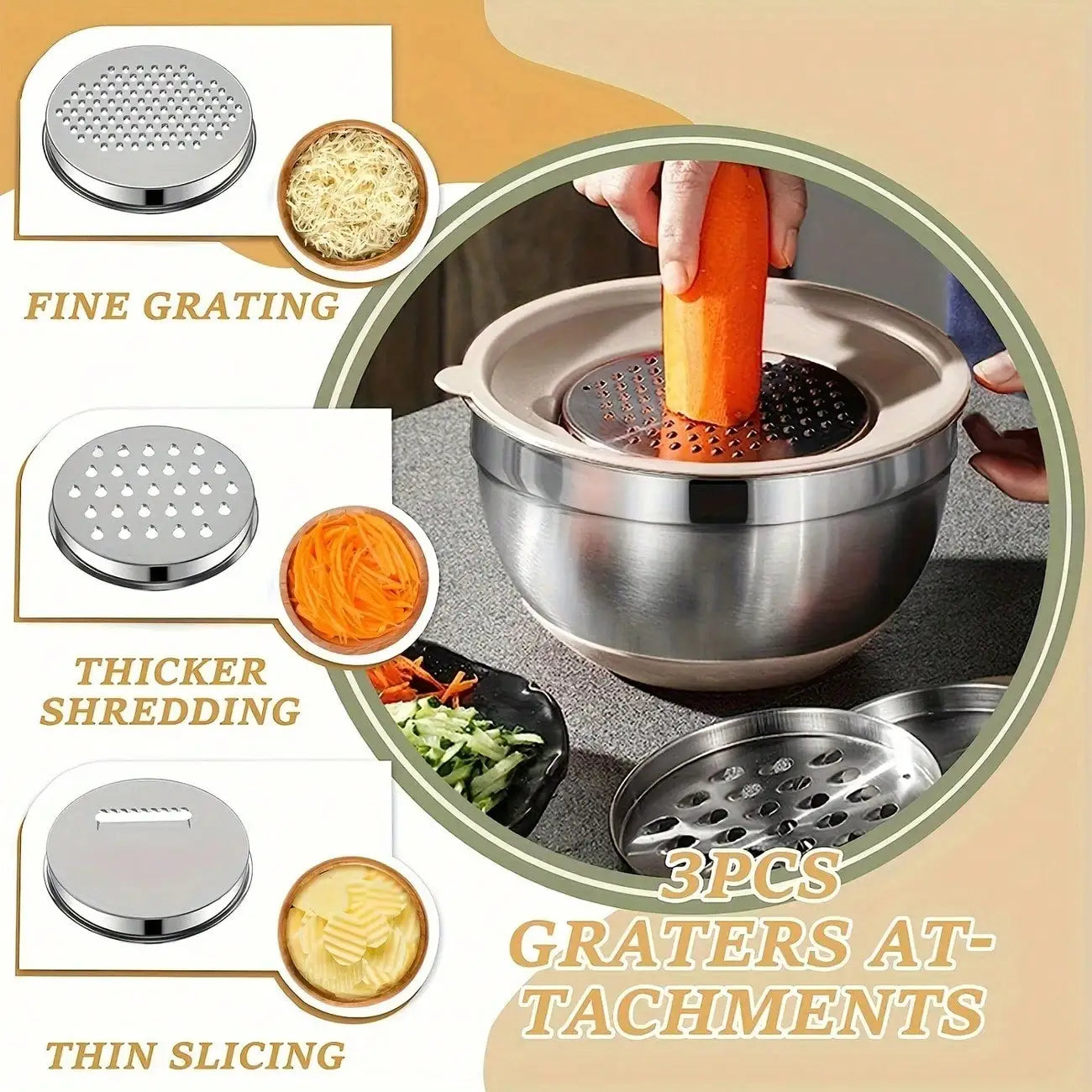 Stainless Steel Mixing Bowls Set With Lids Nesting