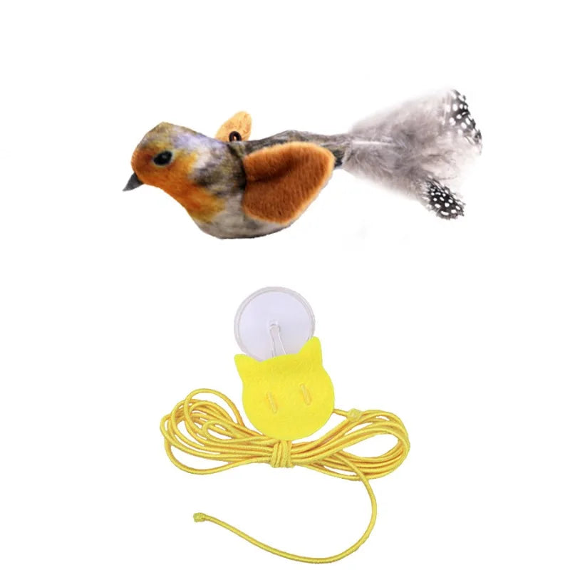 Interactive Cat Toy Flapping Bird Plush With Realistic Chirp