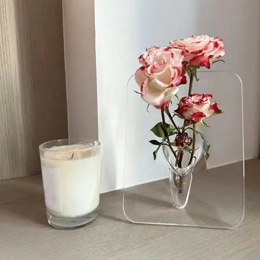 Clear Acrylic Frame Flower Vase Modern Home Decor