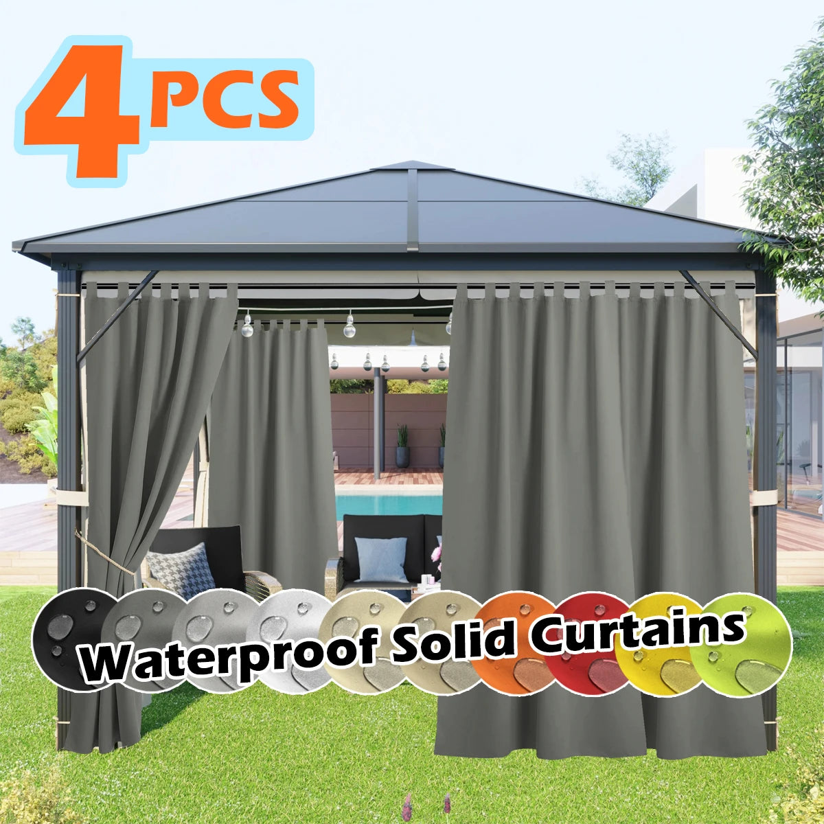 SABALANICA Outdoor Curtains Waterproof UV Resistant Tab Top