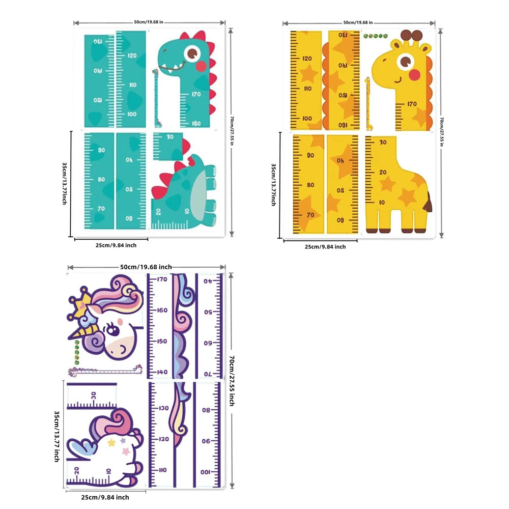 Unicorn Dinosaur Giraffe Wall Ruler Stickers For Kids