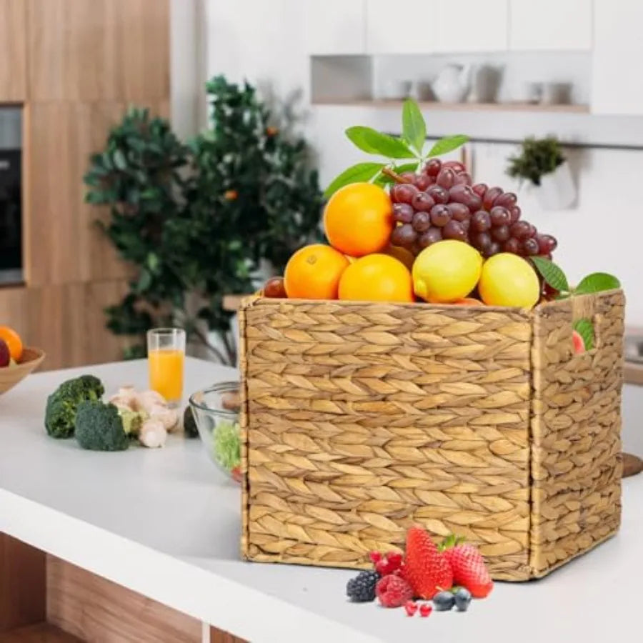 Water Hyacinth Storage Baskets With Handles Foldable