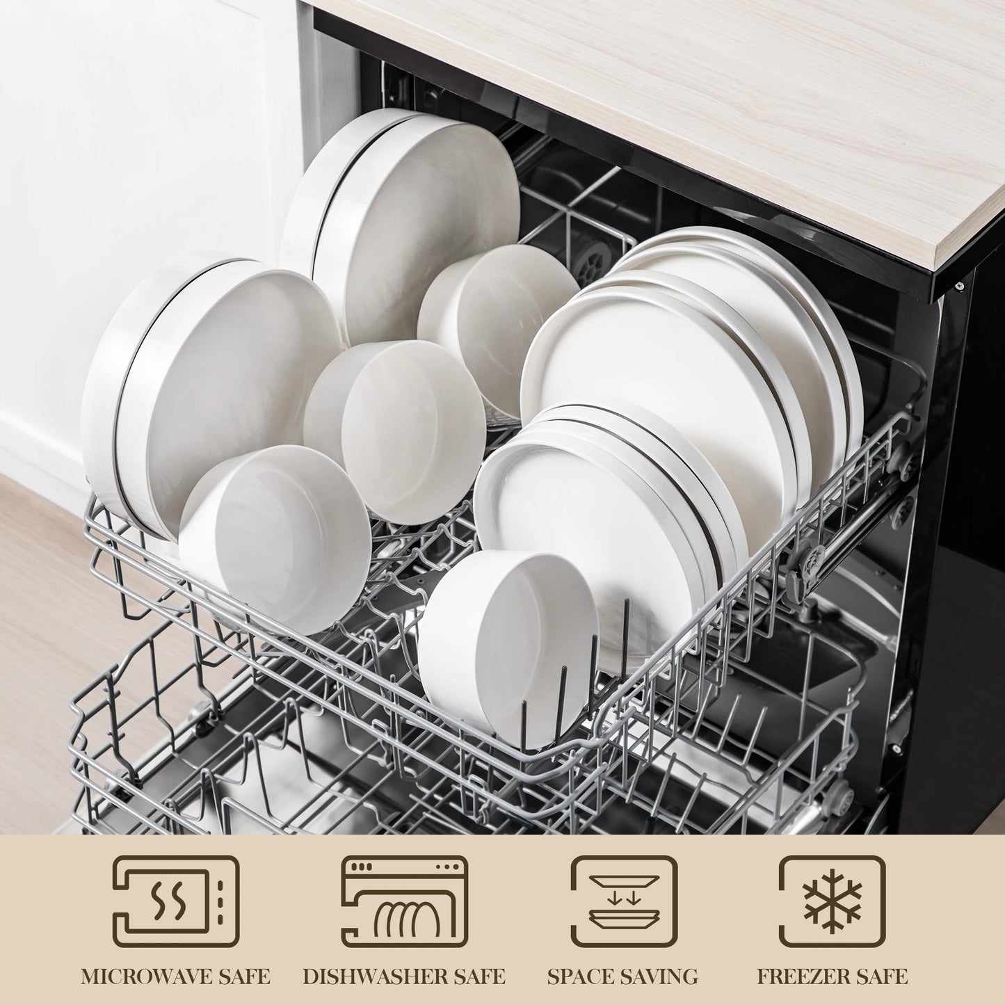 MALACASA Ceramic Dinnerware Set Plates and Bowls