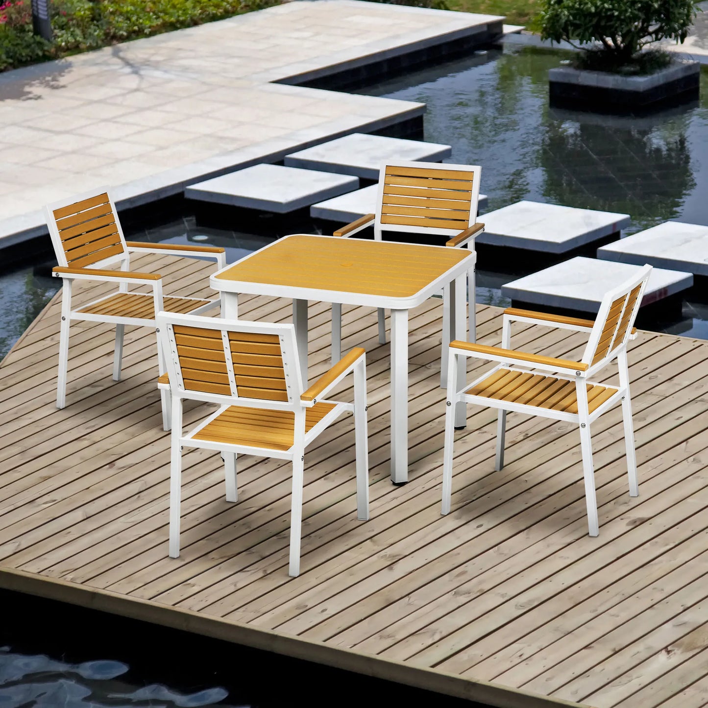 Aluminum Patio Dining Set For Four With Umbrella Hole