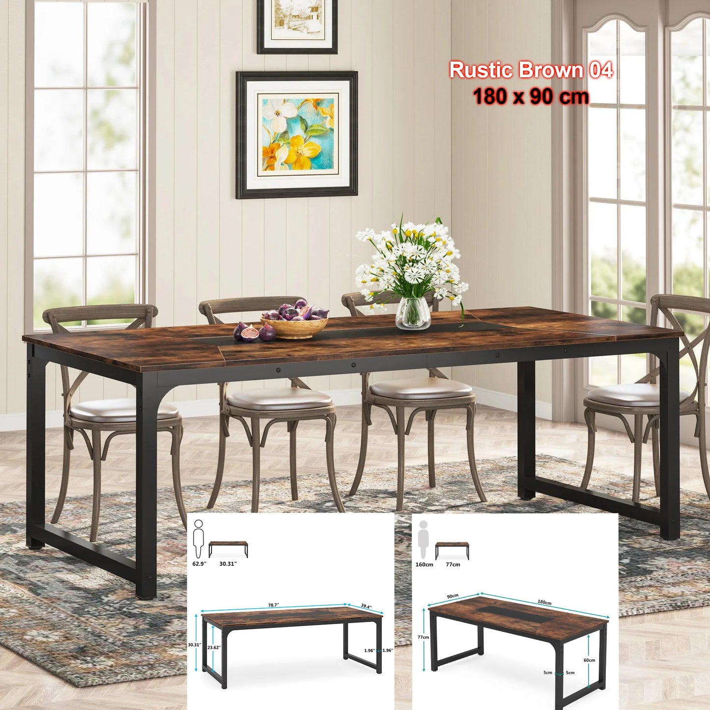 Tribesigns Industrial Dining Table For Kitchen