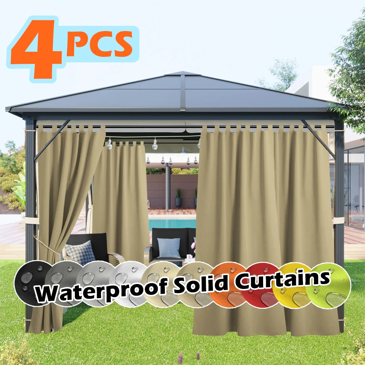 SABALANICA Outdoor Curtains Waterproof UV Resistant Tab Top