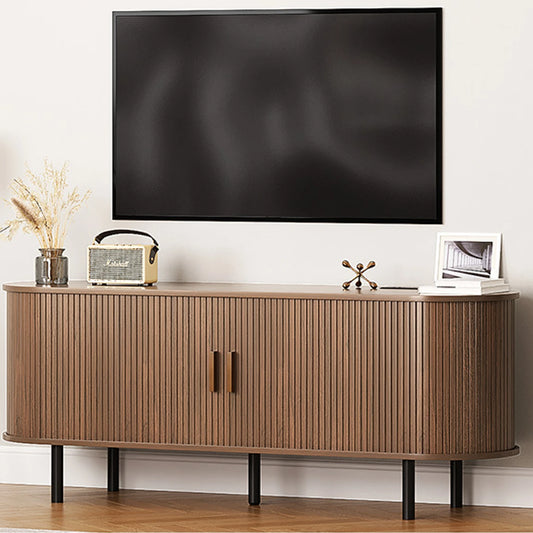 ONBRILL TV Stand With Power Outlet, Sliding Doors Storage