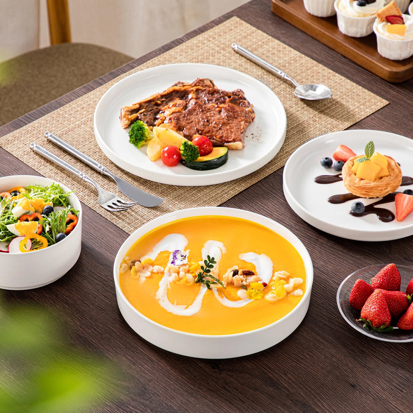 MALACASA Ceramic Dinnerware Set Plates and Bowls