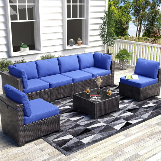 HobbyLane 7 Piece Modular Outdoor Furniture Set PE Rattan