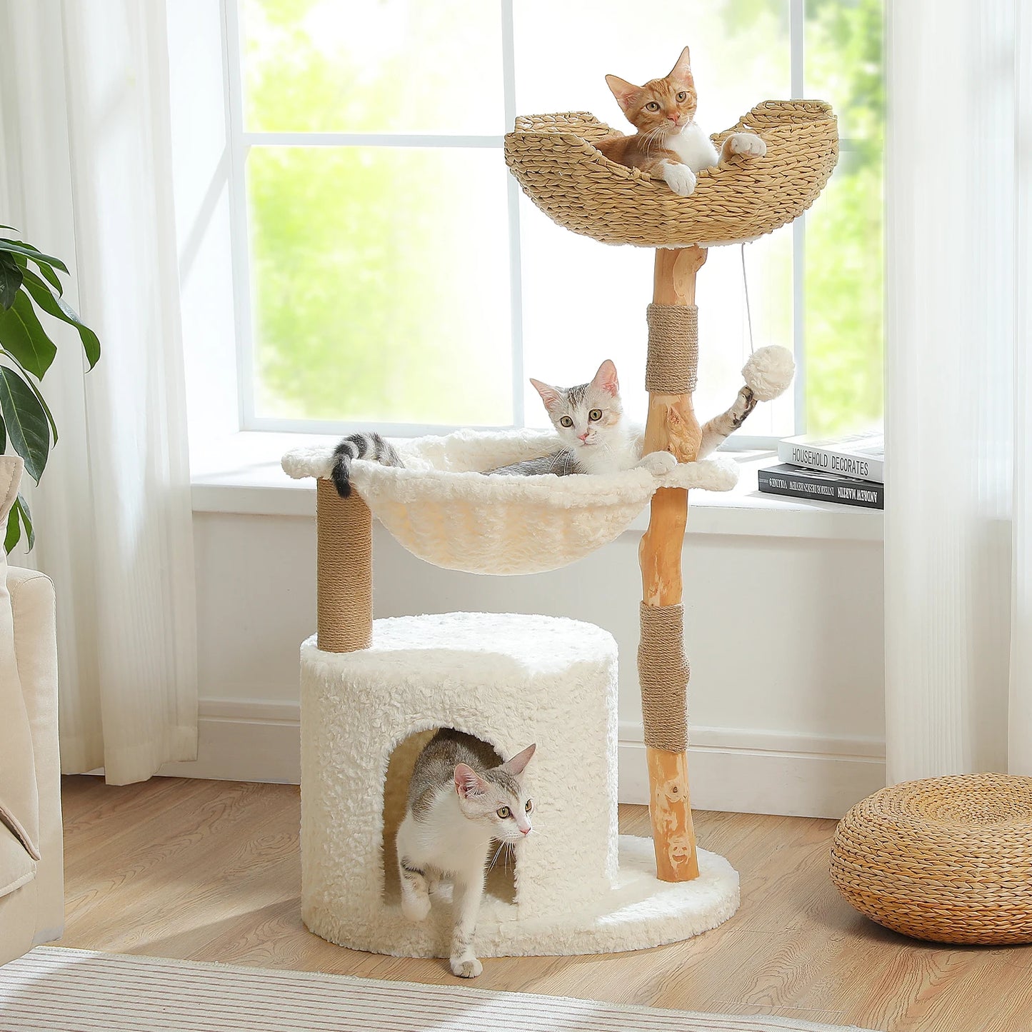PAWZ Road Modern Cat Tree Tower With Wood Scratching Posts
