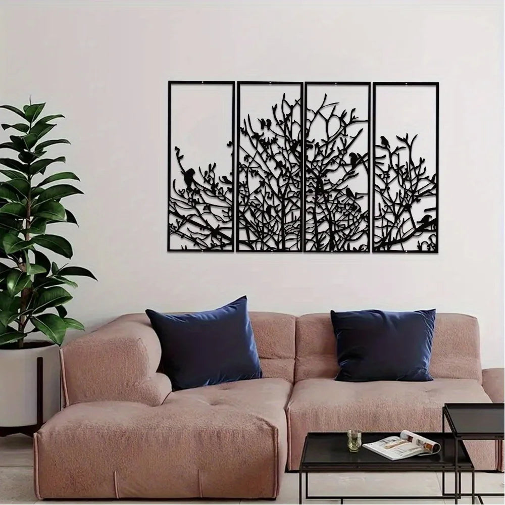 Tree Of Life Four Panel Wall Decor Mid Century