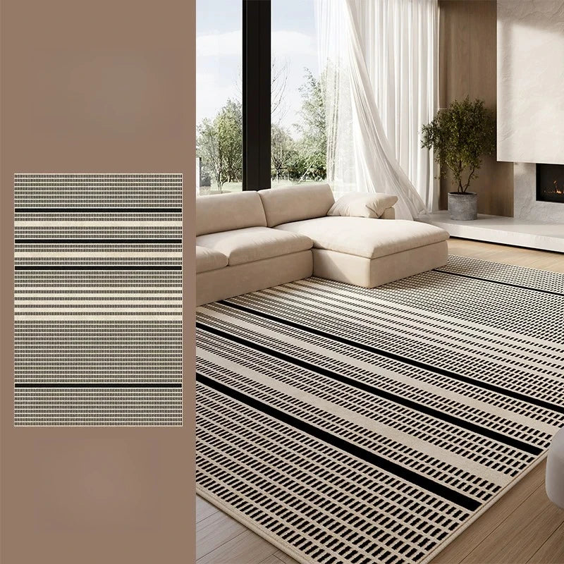 Retro Style Living Room Rug Geometric Polyester Mat