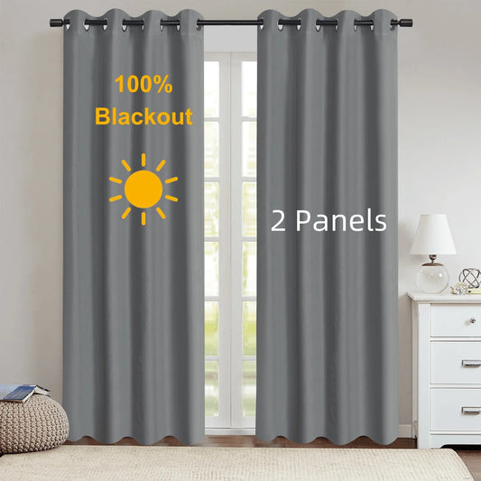 2 Piece Modern Blackout Curtain With Coated Lining