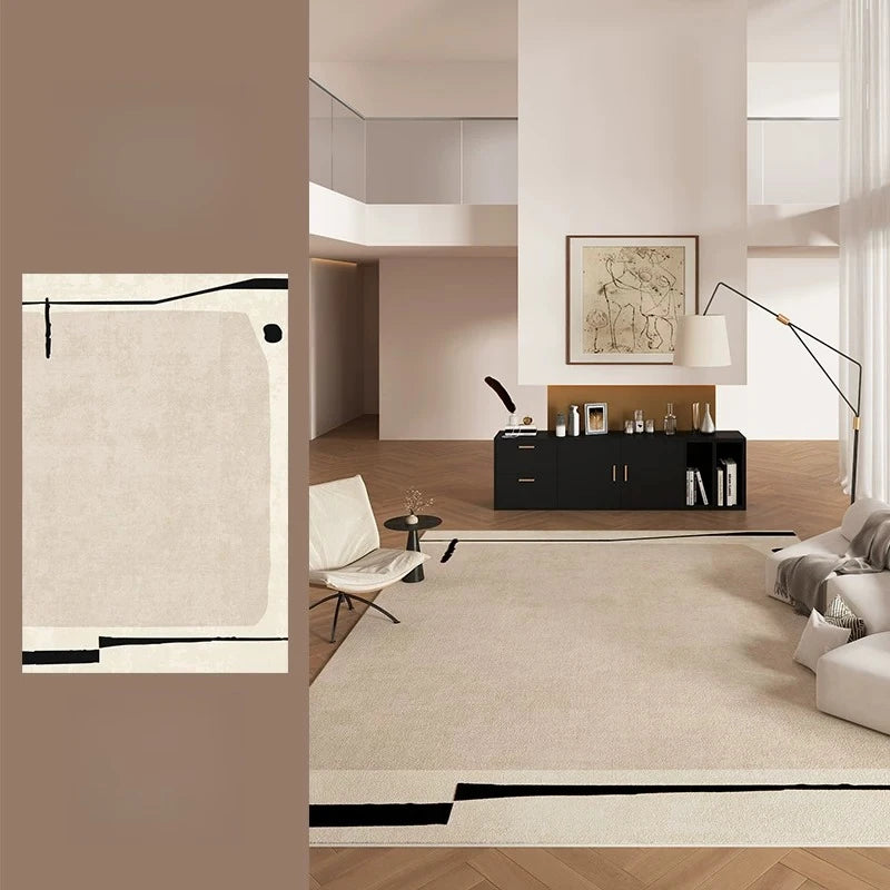 Retro Style Living Room Rug Geometric Polyester Mat