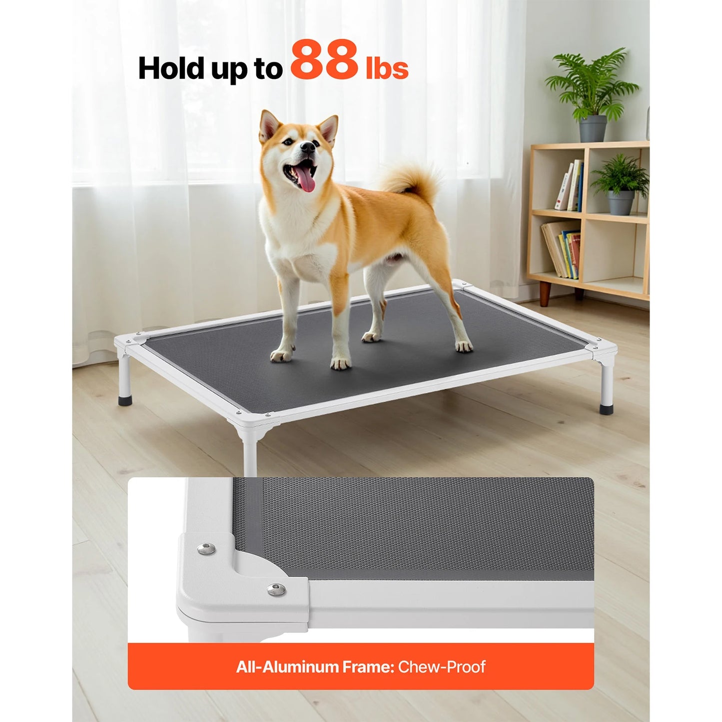 SucceBuy Elevated Dog Bed With Aluminum Frame For Large Dogs