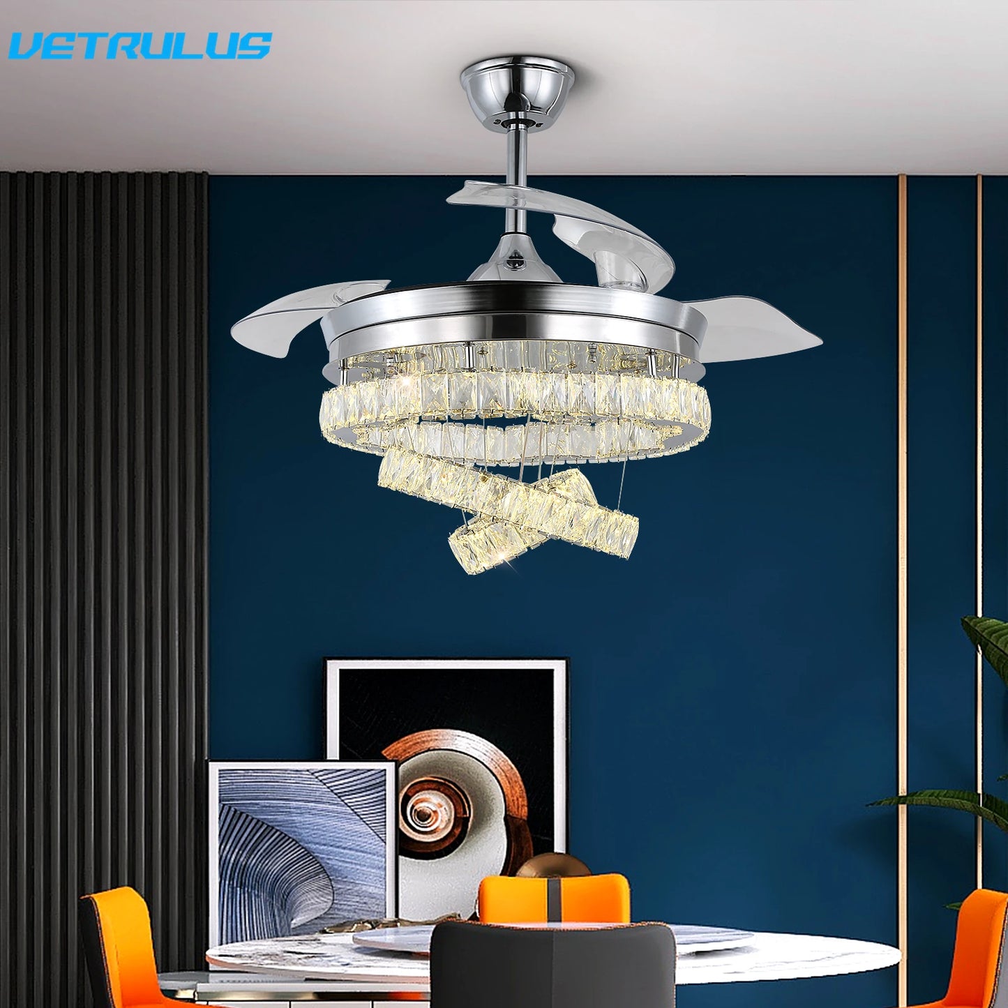 VETRULUS Modern Ceiling Fan With Remote Light