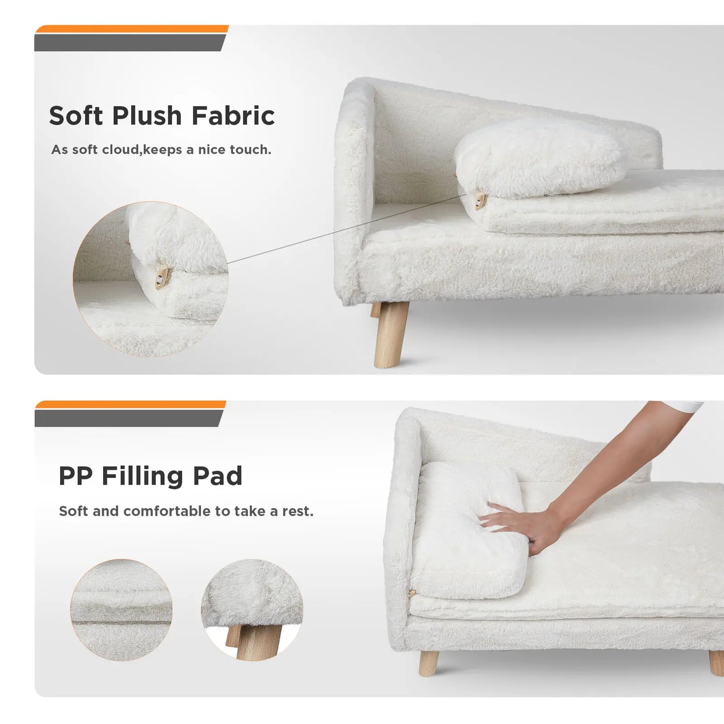 Solid Wood Elevated Pet Sofa Bed For Cats And Dogs