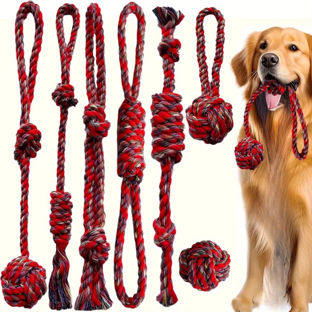 Heavy Duty Dog Rope Toy Set With Braided Knots
