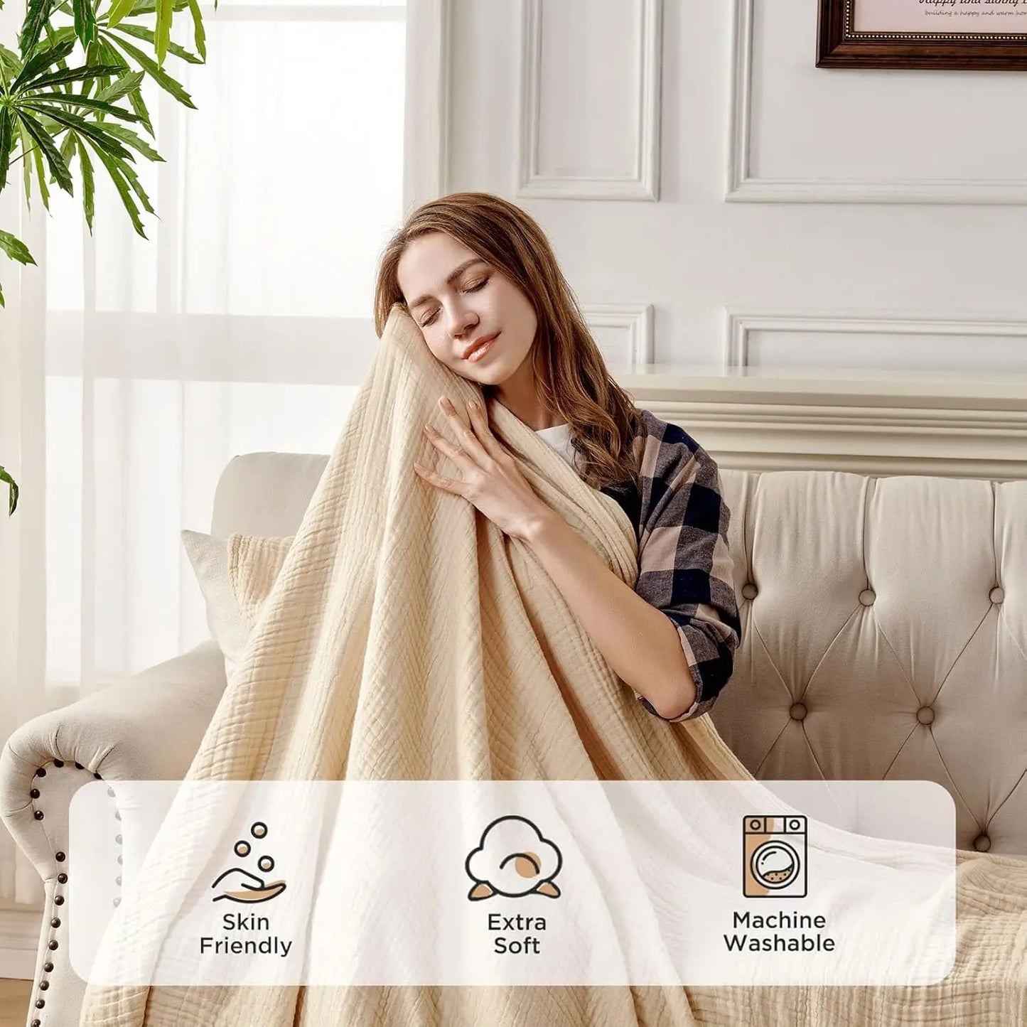 100 Percent Cotton Muslin Throw Blanket Lightweight