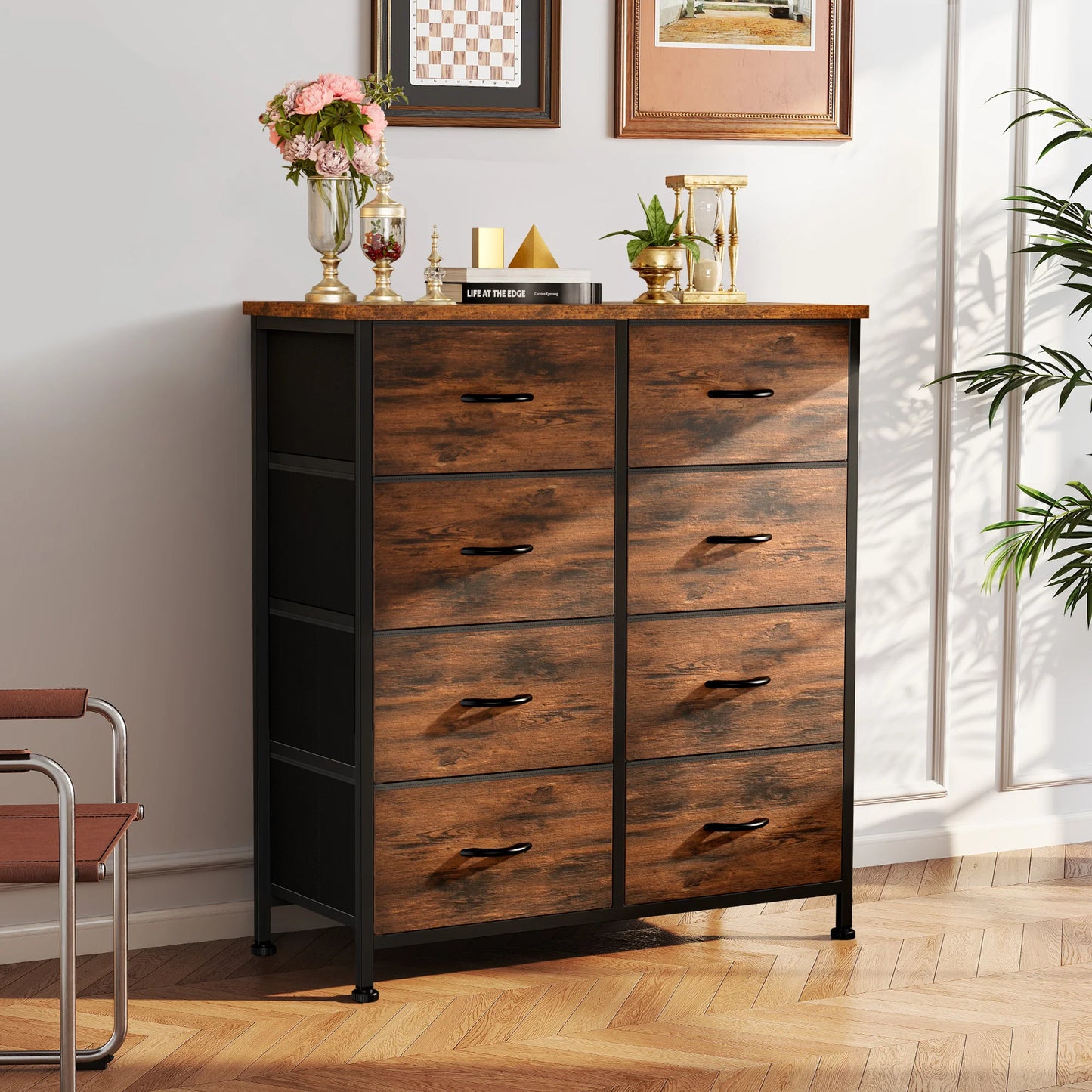 JHK Dresser Wardrobe For Bedroom With Eight Drawers