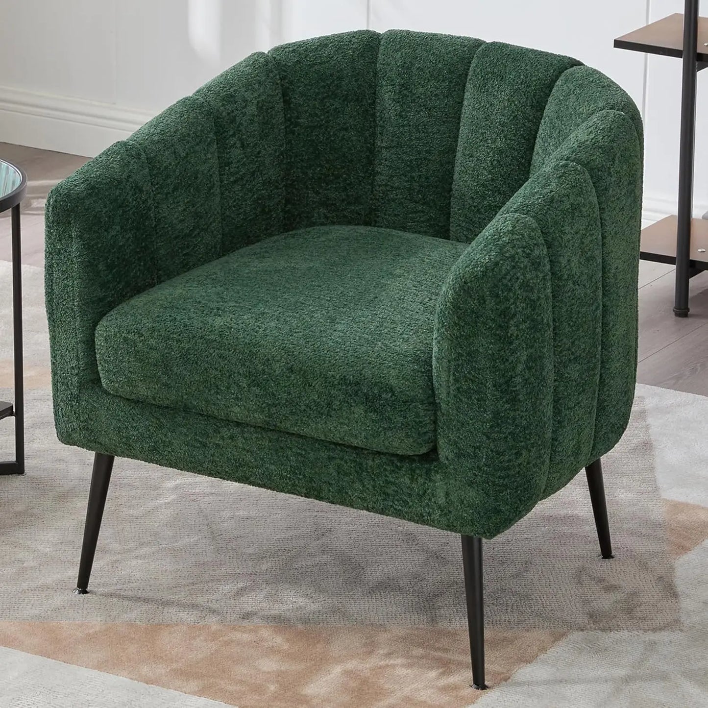 Chenille Loveseat With Metal Legs Modern Glam