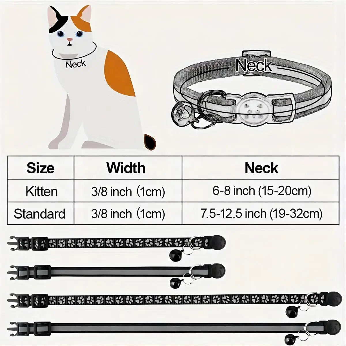 Footprint Reflective Pet Collar Set For Cats And Dogs